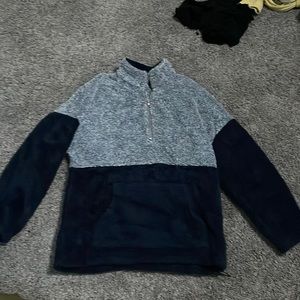 brand is merokeety. size is a medium and the colors are a dark blue and gray